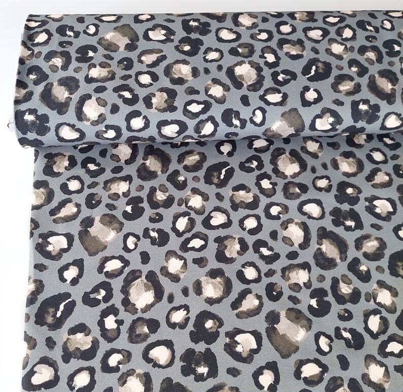 Canvas Stoff Baumwollstoff Leoparden Muster, schwarz grau image 5