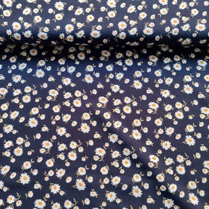 Viscose fabric poplin daisies, yellow white dark blue image 4