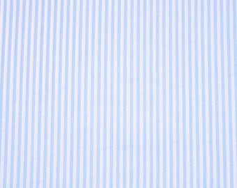 Baumwollstoff Streifen 3 mm garngefärbt, hellblau weiß