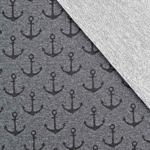Sweatstoff French Terry mittlerer Anker, schwarz anthrazit