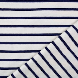 Sweatstoff French Terry Streifen, dunkelblau cremeweiß