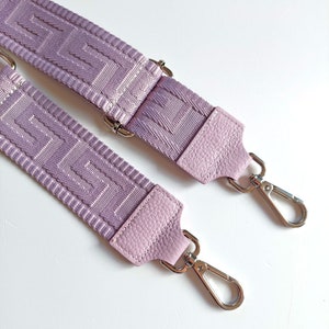 Bag strap bag strap graphic pattern 3D lilac lilac leather ends silver buckles image 3