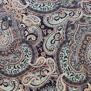 Viskose Twillstoff Paisleymuster Blusenstoff, camel schilfgrün braun schwarz
