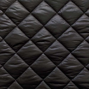 Steppstoff Rauten wattiert matt glänzend, schwarz