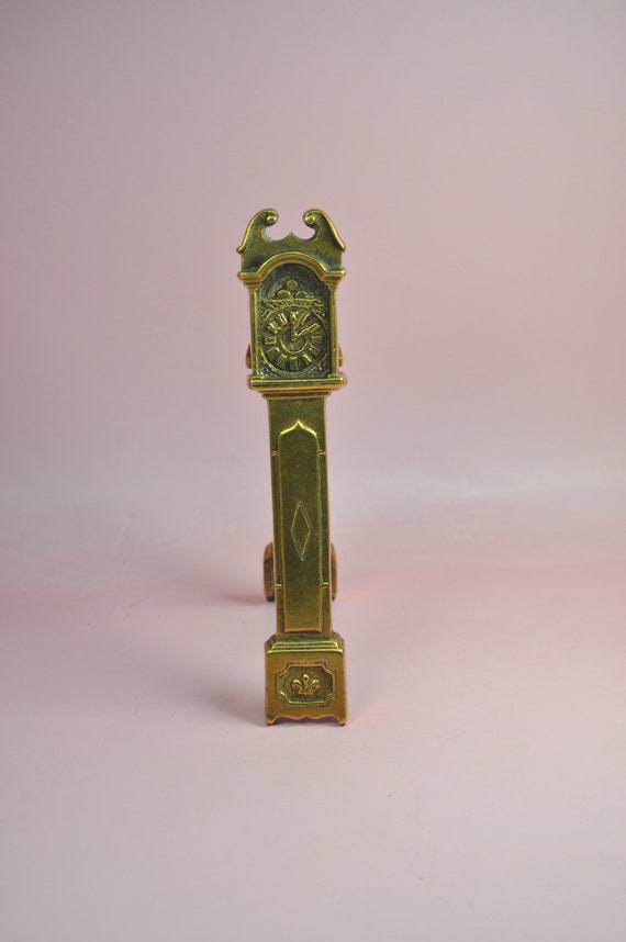 Grandfather Clock Ornament Vintage Brass Clock