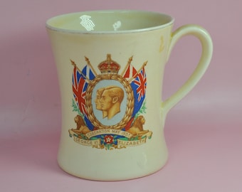 Taza de la coronación del rey Jorge VI y la reina Isabel, mayo de 1937 / Nelson Ware, Inglaterra / Antigüedad conmemorativa real / Reina Madre
