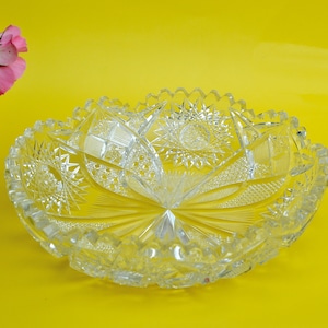 Cuenco de cristal, plato de cristal poco profundo, cristal vintage