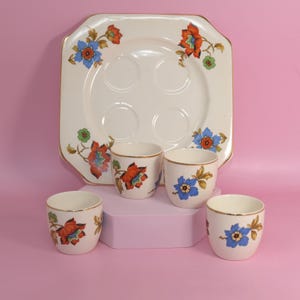 Vintage egg cups and holder 1920s, 1930s