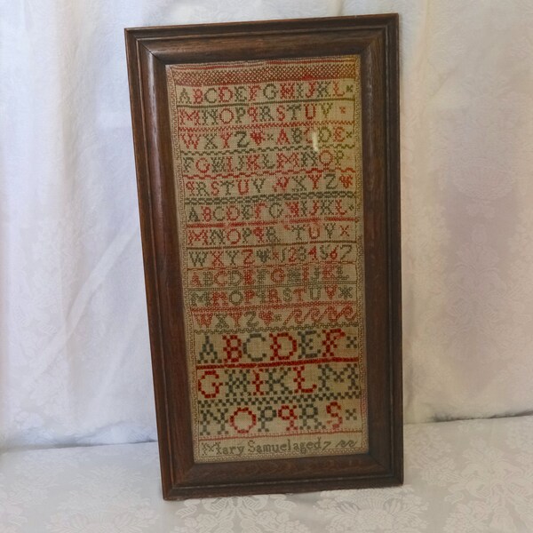 Antique sampler, 19th century, victorian sampler