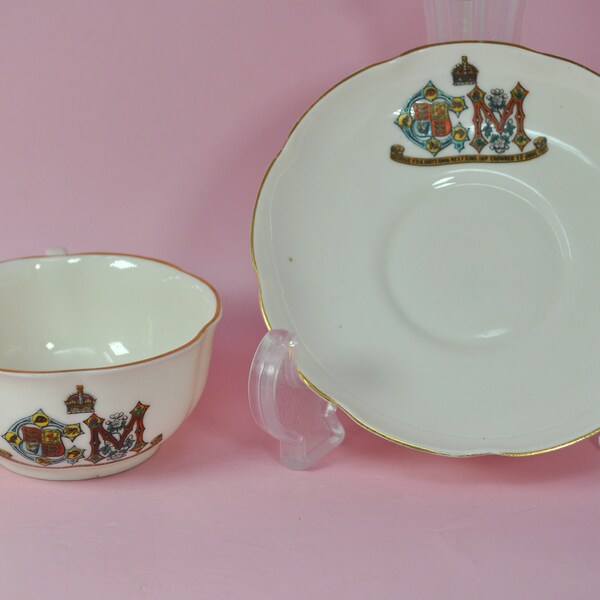 George V Cup and Saucer, Goss crested china