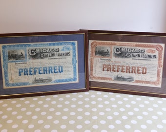 Railwayana, Railroad Stock Certificate, Chicago and Eastern Illinois Railroad,