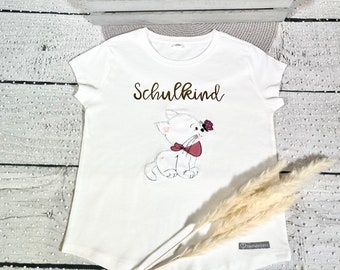 Mädchen T-Shirt Schulkind mit flauschiger Katze Luna