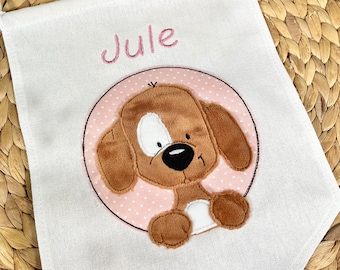 Wimpel Mädchen Hund Fridolin personalisiert Geschenk zur Geburt Name Kinderzimmer