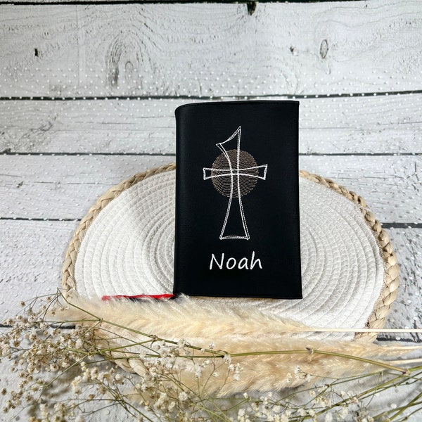 God's praise cover prayer book cover faux leather black personalized with cross