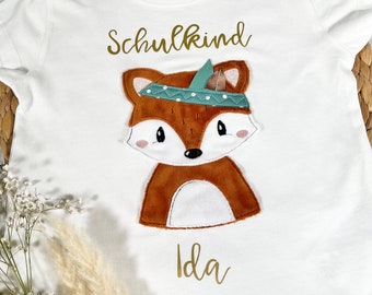 Mädchen T-Shirt Schulkind mit flauschigem Fuchs Fuchsmädchen Foxi