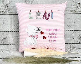 Namenskissen Mädchen Katze Luna Kissenbezug Kinderkissen Kuschelkissen 30 x 50 cm oder 40 x 40 cm personalisiert