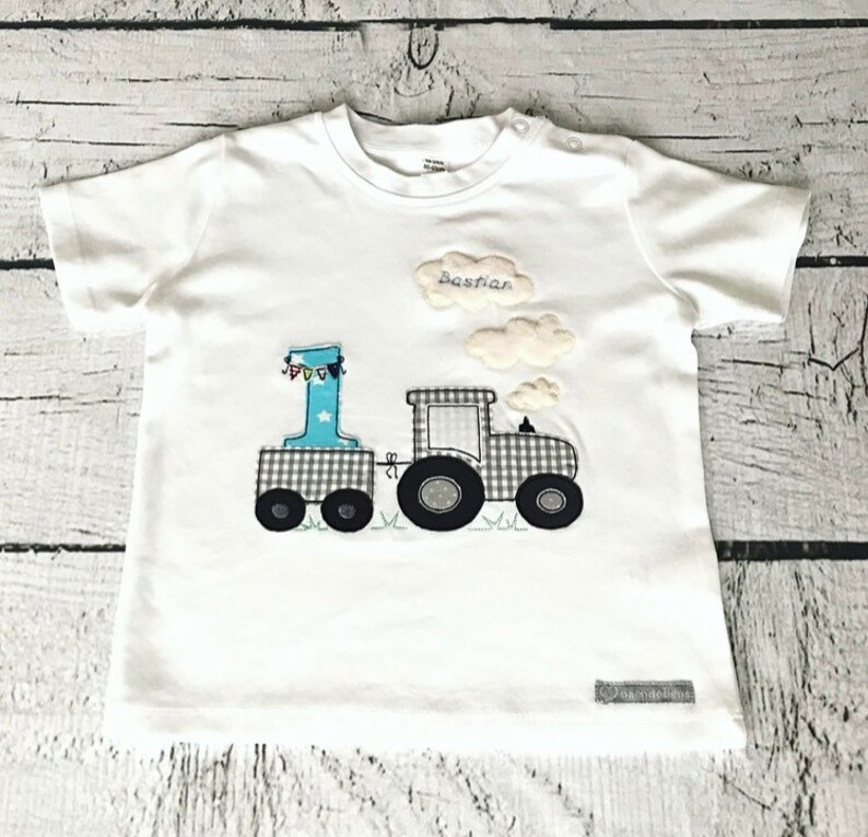 Jungen Geburtstagsshirt mit Zahl und Traktor Bulldog Bild 3