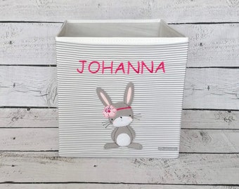 Spielzeugbox Mädchen Hase Marie Spielzeugkiste Spielzeug Wäschebox Box Kiste Größe 33 x 38 x 33 cm personalisiert