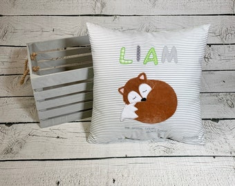 Namenskissen Fuchs Junge Kissenbezug Kinderkissen Kuschelkissen 40 x 40 cm personalisiert