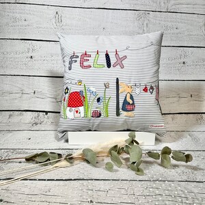 Namenskissen Junge Hase Kissenbezug Kinderkissen Kuschelkissen 40 x 40 cm personalisiert Bild 2