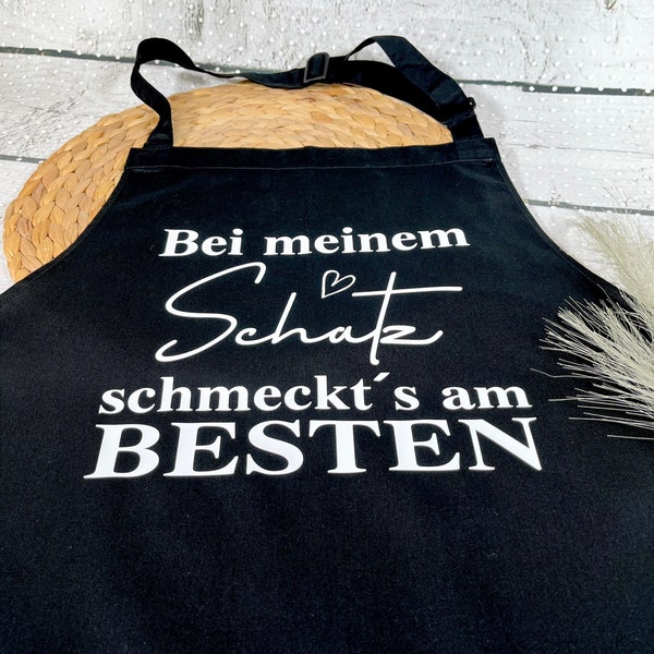 Schürze Kochschürze Grillschürze personalisiert bei meinem Schatz schmeckts am BESTEN