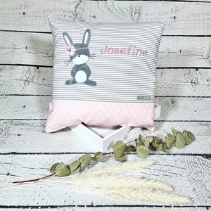 Namenskissen Mädchen Hase Marie rosa Kissenbezug Kinderkissen Kuschelkissen 40 x 40 cm personalisiert Bild 3