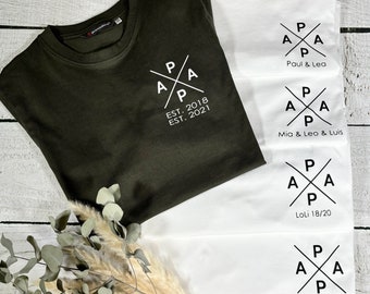 T-Shirt Papa Chemise Personnalisée Déclaration Nom Année Papa Cadeau Croix