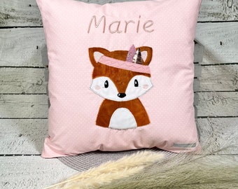 Namenskissen Mädchen Fuchs Mathilda rosa Kissenbezug Kinderkissen Kuschelkissen 40 x 40 cm personalisiert