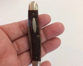 Vintage Pocket Knife, Vintage Ulster Knife, 3 Blade Pocket Knife, Ulster 55, Bark Handle, Vintage Knife, Vintage 3 Blade Knife, FREE SHIP