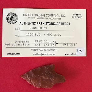 5589, Dunn, Arrowhead, Indian Arrowhead, Red, Indian, Artifact, Arkansas, Native, American, Novaculite, Authentic, Relic, FREE SHIP
