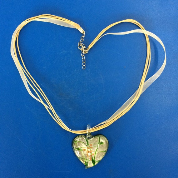 Glass Heart, Heart Necklace, Dichroic Heart, Dich… - image 2