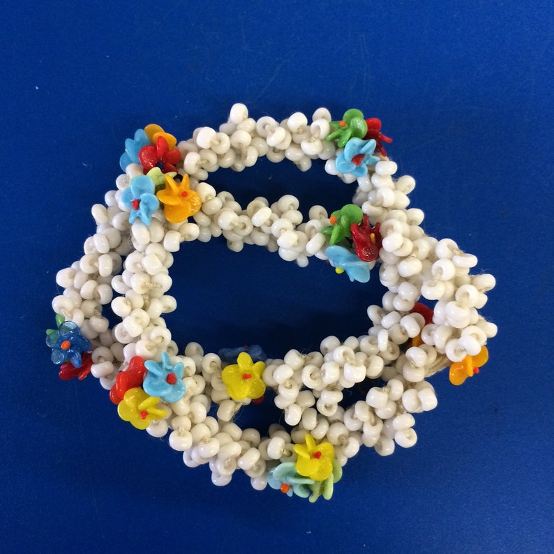 Vintage Bead Bracelet Beaded Vintage Flower Flower Beads Etsy