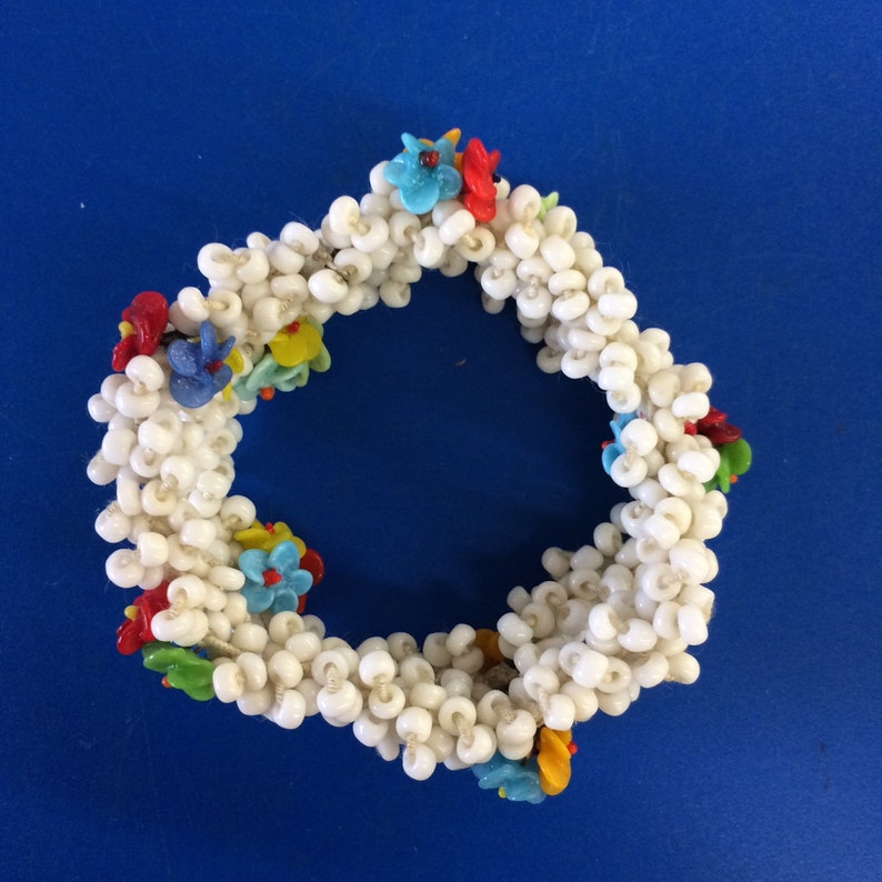 Vintage Bead Bracelet Beaded Vintage Flower Flower Beads Etsy
