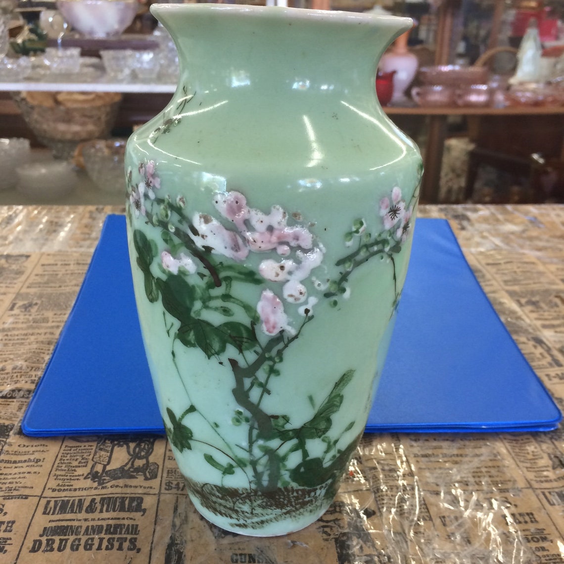 Antique Oriental Vase Vintage Oriental Vase Green Vase Etsy