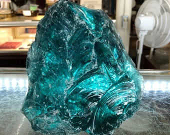 Frosted Dark Teal 5.25# Sea Glass Aquarium Rock Slag Glass Cullet Sorcerer Stone Landscaping Sun Catcher Garden Art Pool FREE Ship