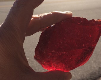 Blood Red, Lot 5 lbs, Slag Glass Cullet, Landscaping Rock, Sorcerer Stone, Art Glass, Sun Catcher, Red Glass, FREE SHIPPING