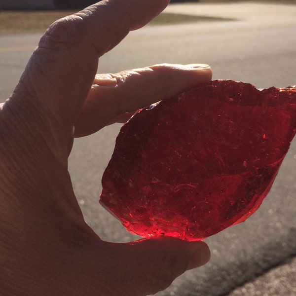 Blood Red, Lot 5 lbs, Slag Glass Cullet, Landscaping Rock, Sorcerer Stone, Art Glass, Sun Catcher, Red Glass, FREE SHIPPING