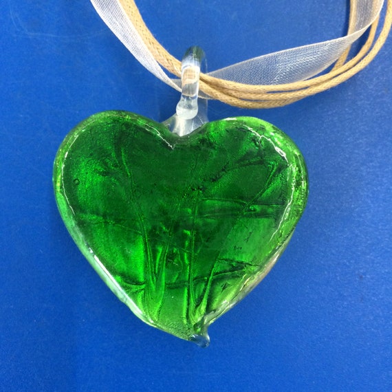 Glass Heart, Heart Necklace, Dichroic Heart, Dich… - image 3