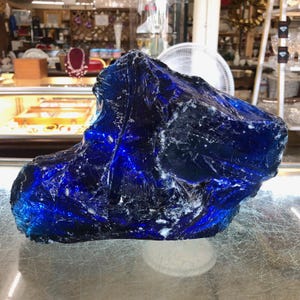 Large, Cobalt, Blue, 11#, Aquarium, Rock, Slag Glass, Cullet, Sorcerer Stone, Landscaping, Sun Catcher, Garden, Art, FREE SHIP