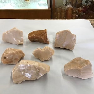 Lot 7 Pc, Beige, Brown, Stripes, 8.5#, Aquarium Rock, Slag Glass Rock, Slag Glass Cullet, Sorcer Stone, Landscaping, Brown Glass, FREE SHIP