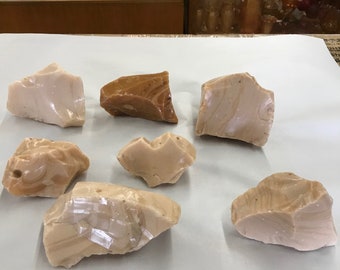 Lot 7 Pc, Beige, Brown, Stripes, 8.5#, Aquarium Rock, Slag Glass Rock, Slag Glass Cullet, Sorcer Stone, Landscaping, Brown Glass, FREE SHIP