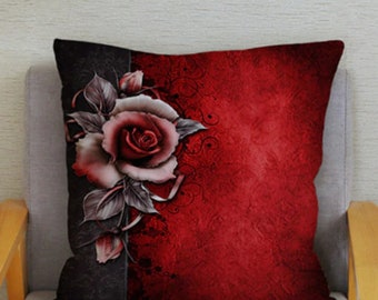 Vintage pillow cover, gothic pillow, rose pillow