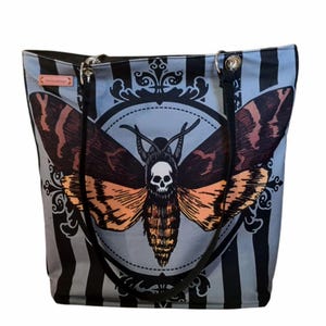 Large goth bag, gothic bag, death&#39;s head moth bag, punk bag, rock style bag, gothic chic bag, insect bag, night butterfly bag