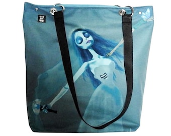 Large goth bag, gothic bag, corpse bride bag, corpse bride purse