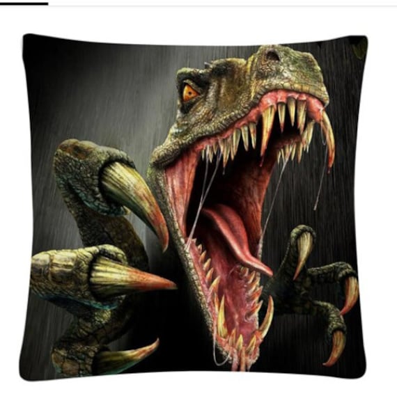Dinosaur horror pillow, jurasic pillow cover, dinosaur pillow case