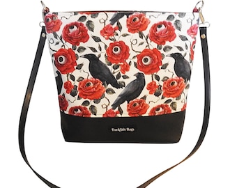 Raven crossbody bag, ravens purse, goth purse, raven bag