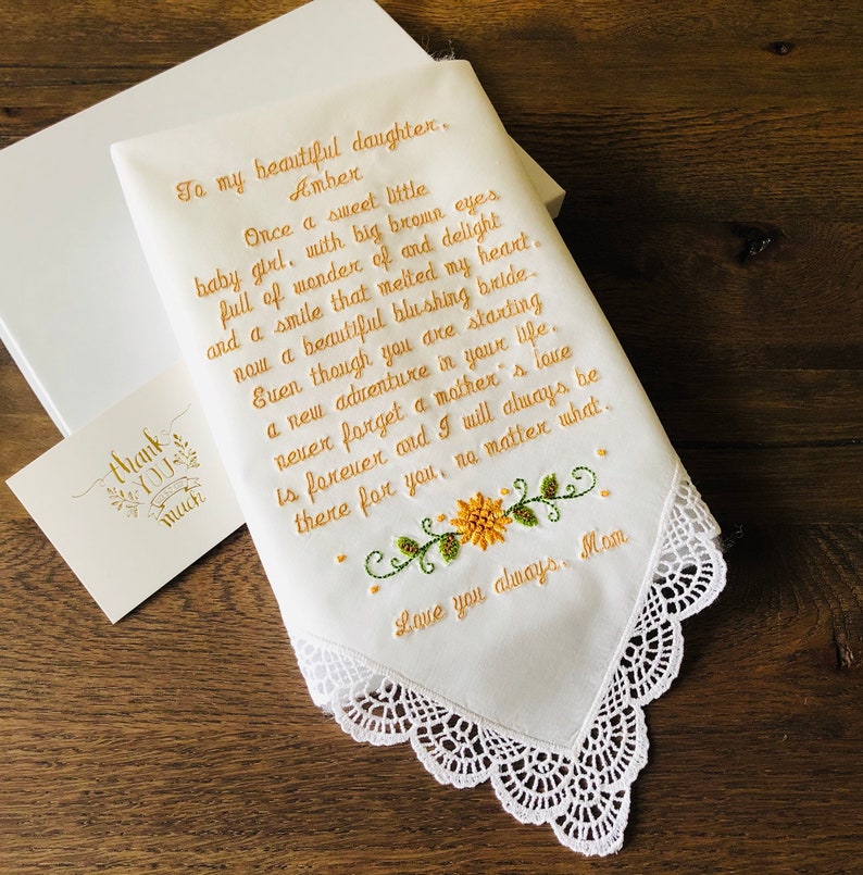 Custom handkerchief Embroidered wedding hankie for