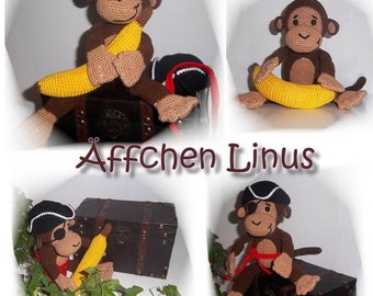 E-Book - Crochet pattern - Little Monkey Linus - Pirate