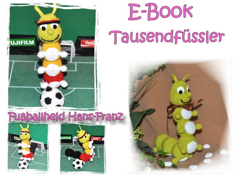 E-Book Häkelanleitung Tausendfüssler Fußball Bild 1