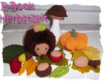 E-Book - Patron au crochet - Automne - Citrouille - Hérisson